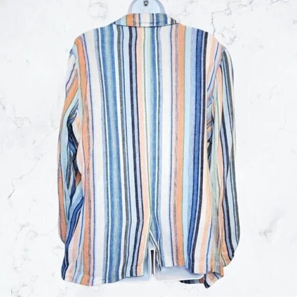 Caslon Linen Blazer Jacket sz M Striped Boyfriend Fit NEW - Picture 4 of 8